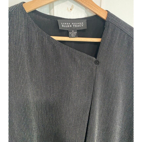 Linda Allard Ellen Tracy - black striped light jacket, tunic women's size 16 - Picture 4 of 10